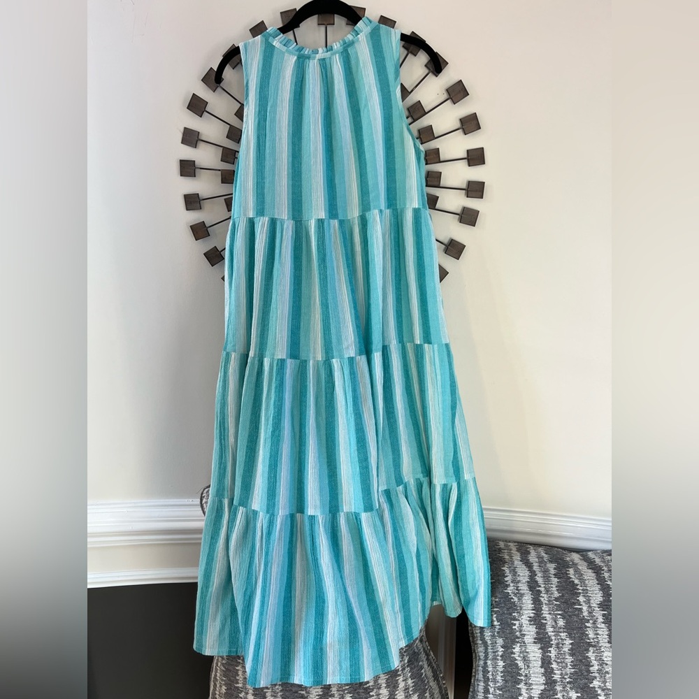 Tuckernuck Teal/White striped tiered Dress- oversized - Picture 6 of 10